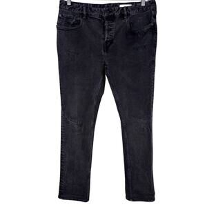 ALLSAINTS Cigarette Damaged Buttonfly Black Denim Jeans    Size: 34